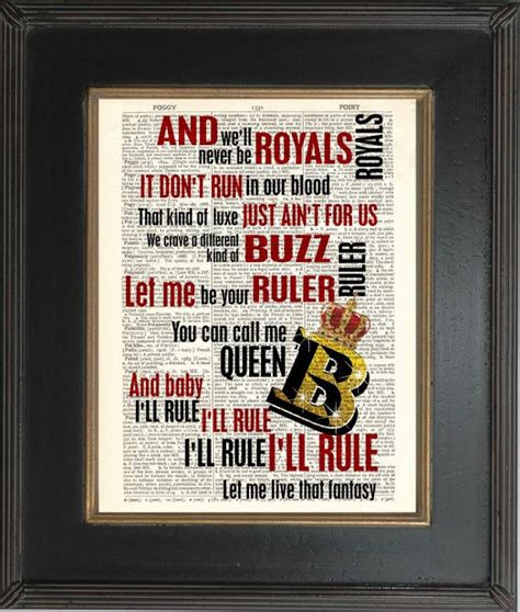 Lorde Royals Song Lyrics print on upcycled Vintage Dictionary