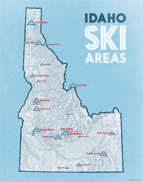 Idaho Ski Resorts Map 11x14 Print | Ski resort, Skiing, Snow resorts