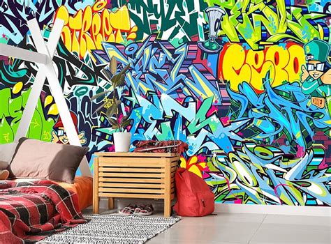 Graffiti Wallpaper / Graffiti Peel and Stick Wallpaper / Teenager Wall ...