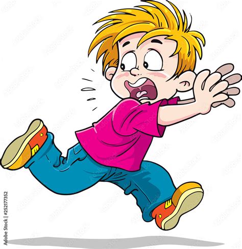 Scared kid runs away Stock Vector | Adobe Stock