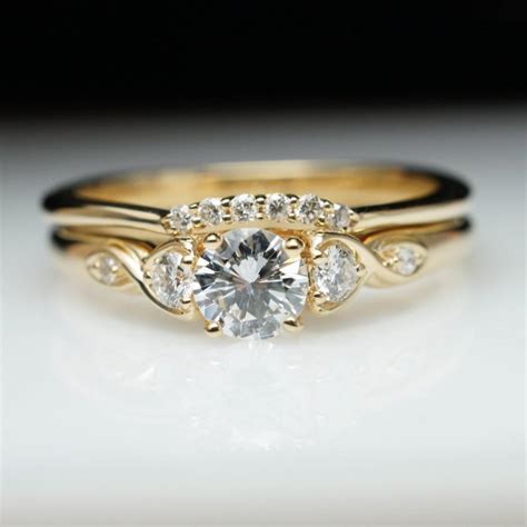 Vintage Antique Style Diamond Engagement Ring & Wedding Band Set ...