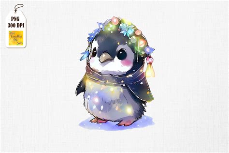 Super Cute Baby Penguin Christmas Lights By Mulew Art | TheHungryJPEG