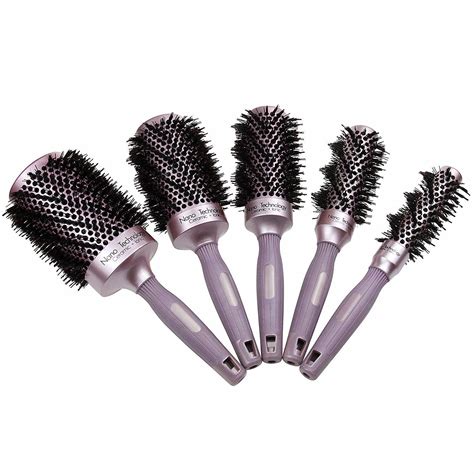 5 Different Sizes Round Thermal Brush Set, Professional Nano Ceramic ...