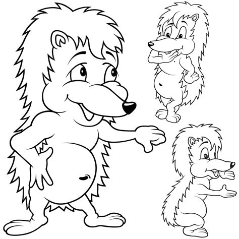 Hedgehog Set Character Clipart Outline Vector, Character, Clipart ...