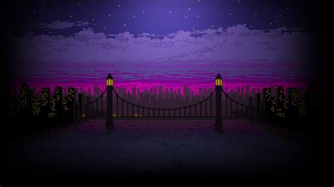 1024x576 Pixel Art Bridge Night 1024x576 Resolution HD 4k Wallpapers ...