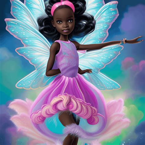 Intricately Rendered Adorable Dark Skin Fairy Girl with Wings ...