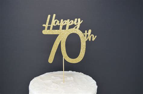 Happy 70th Cake Topper, Cake Decoration, Birthday Party, Glitter ...