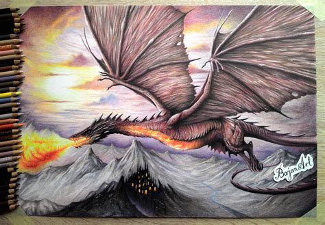 Smaug The Hobbit drawing by Bajan-Art on DeviantArt