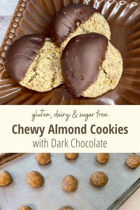 Chocolate Dipped Chewy Almond Cookies • Fresh Cut Basil