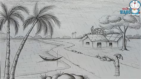 Rainy Season Sketch at PaintingValley.com | Explore collection of Rainy ...