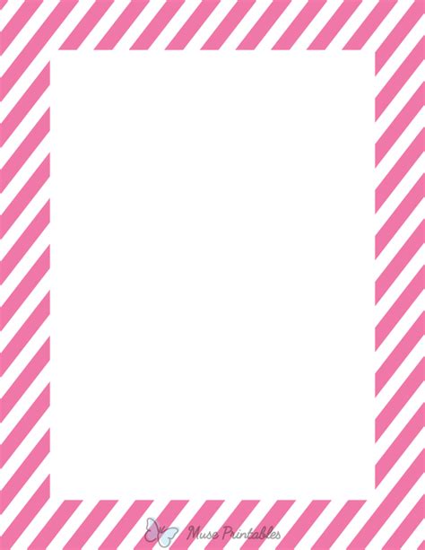 Printable Pink And White Diagonal Striped Page Border