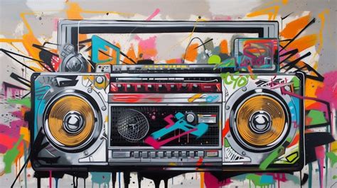 Premium AI Image | A painting of a boombox with the word boombox on it.