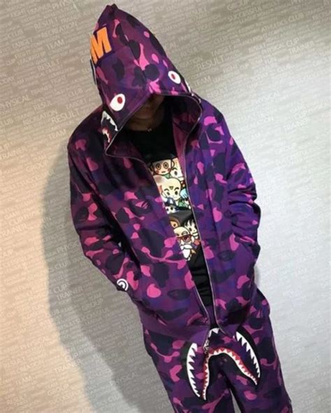 BAPE Camo Shark Purple Zippper Hoodie