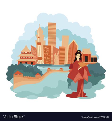 Landscape beijing cartoon Royalty Free Vector Image