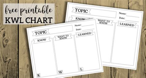 Free KWL Chart Printable Graphic Organizer - Paper Trail Design