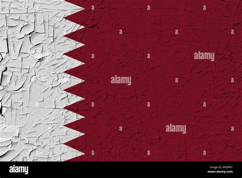 Qatar painted flag. Patriotic old grunge background. National flag of ...