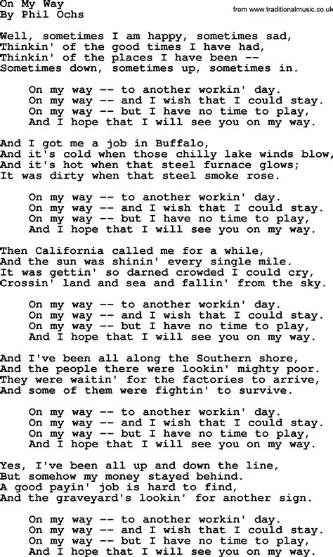 Phil Ochs song - On My Way-phil-ochs, lyrics