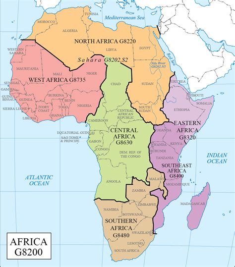 Africa Regions Map Labeled