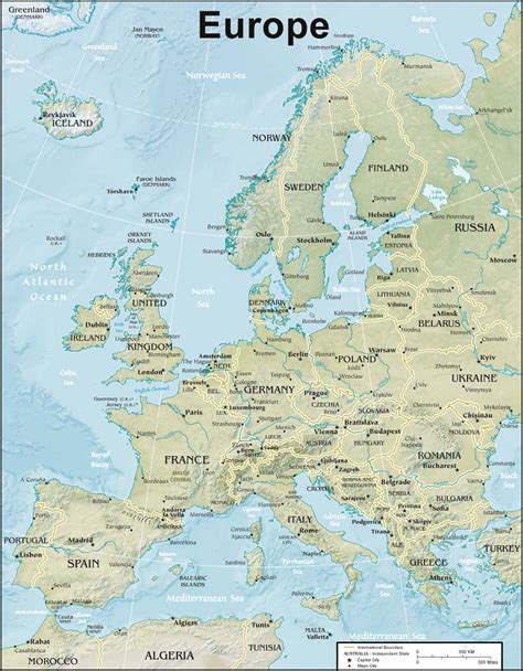 Physical Map of Europe