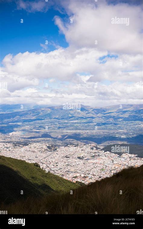 Quito seen from Pichincha Volcano, Quito, Ecuador, South America Stock ...