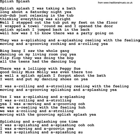 Splish Splash, by The Byrds - lyrics with pdf