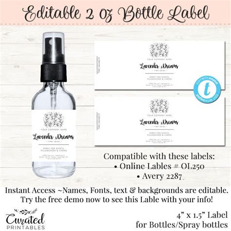 2 Oz Bottle Label Template - Printable Word Searches