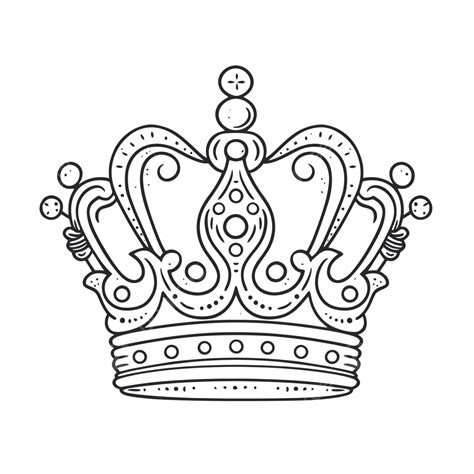 Simple Drawing Of A Crown Outline Sketch Vector, Crown Drawing, Wing ...