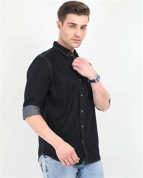 Buy Men's Black Slim Fit Shirt for Men Black Online at Bewakoof