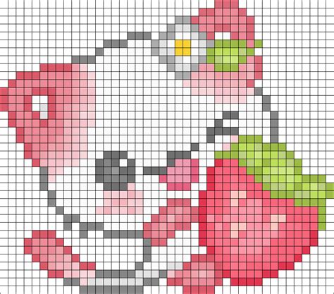 Cat Eating Strawberry Perler Bead Pattern | Bead Sprites | Animals Fuse ...