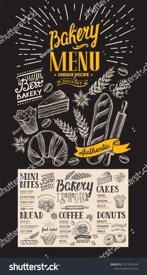 Bakery Menu Restaurant Design Template Dessert Stock Vector (Royalty ...