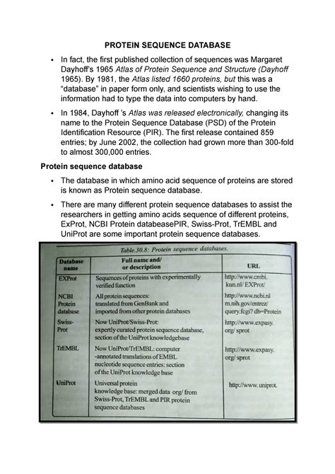 Protein Sequence Database - PROTEIN SEQUENCE DATABASE In fact, the ...