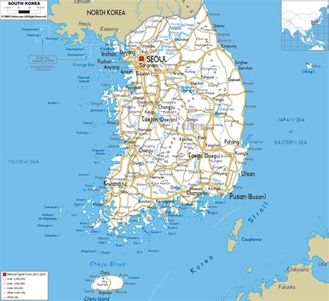 Detailed Clear Large Road Map of South Korea - Ezilon Maps