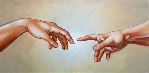 Michelangelo God Touching Adam Repro Sistine Chapel Oil Painting 20X24 ...