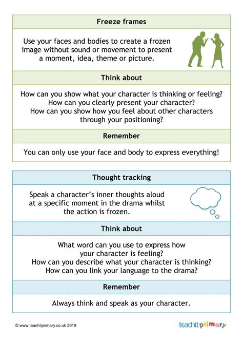 Drama techniques display | KS1 KS2 English | Teachit