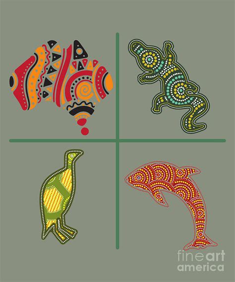 Aboriginal Australian dot art animals Digital Art by Der Faun