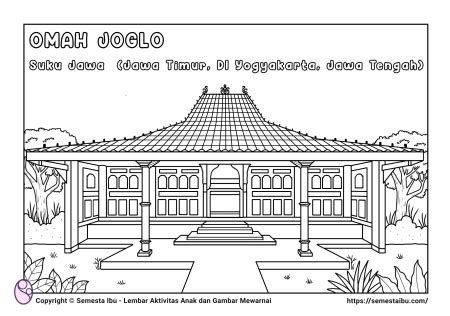 Gambar Mewarnai Anak TK - SD: Tema Rumah Adat Indonesia