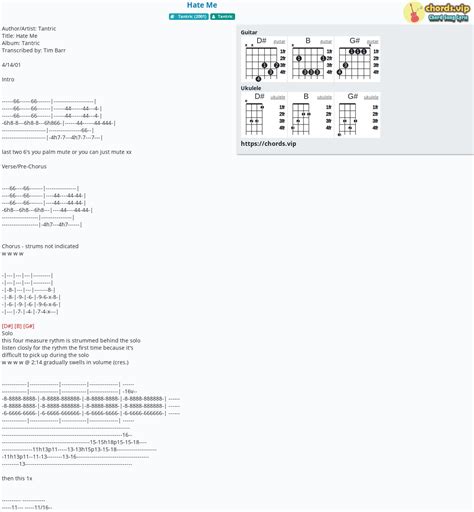 Chord: Hate Me - tab, song lyric, sheet, guitar, ukulele | chords.vip