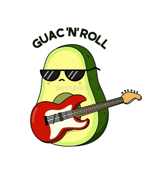 "Guac 'n' Roll Food Pun" by punnybone | Redbubble | Funny doodles ...