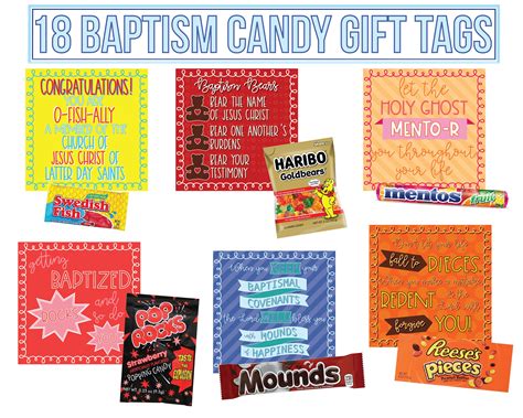 18 LDS Baptism Candy Gift Tag Printables LDS Primary Baptism | Etsy