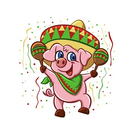 Mexican Funny Pig Cartoon Drawing by Johnnie Art - Pixels