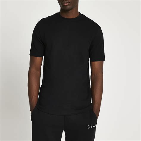 Black premium slim fit t-shirt | River Island