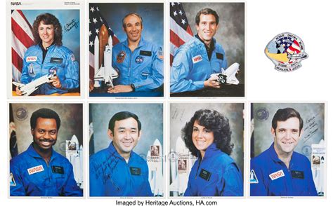 Space Shuttle Challenger (STS-51-L): Set of Individual Signed Crew ...