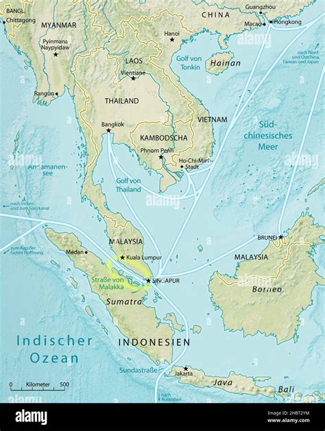 Map of the Strait of Malacca Stock Photo - Alamy