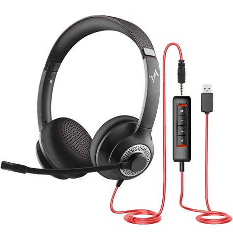 USB Headset with Mic for PC, Over-Ear Computer Laptop Headphones with ...