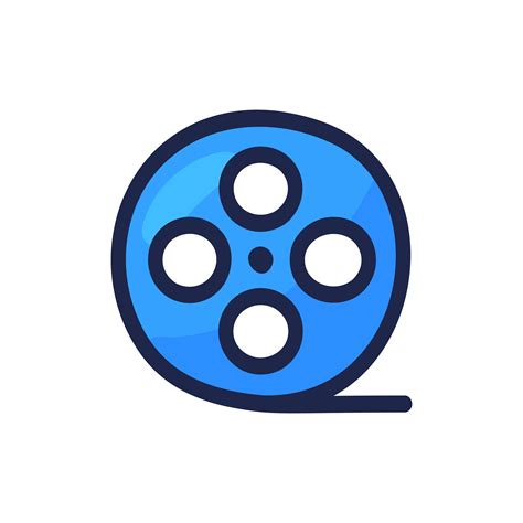 Video movie or film reel simple outline color icon isolated on white ...