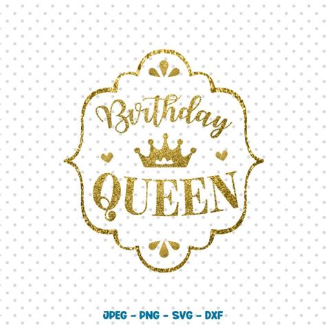 Gold Birthday Queen with crown, SVG, dxf, png, eps | Karimoos