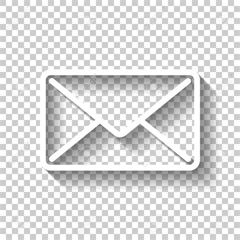 mail close icon. White icon with shadow on transparent backgroun ...