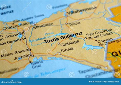 A Photo of Tuxtla Gutierrez on a Map Stock Photo - Image of geography ...