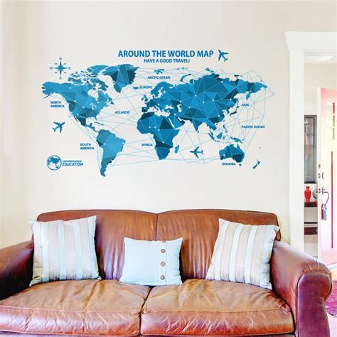 3d World Map Wall Sticker - deep cool