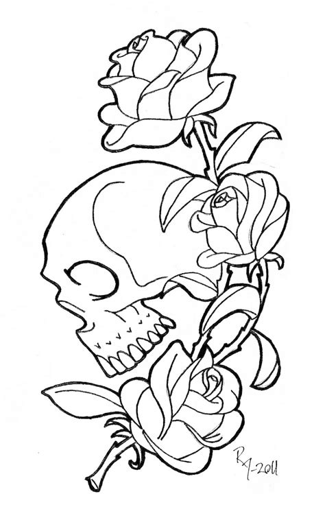 Skull Roses Drawing at GetDrawings | Free download